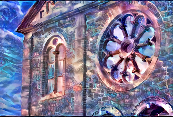 the outside of the chapel deep dreamed into the style of the future legends image